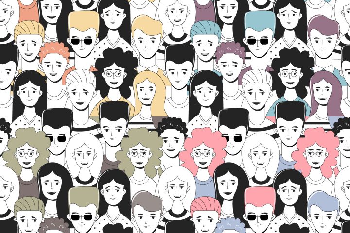Doodle People Vector Free Seamless Pattern