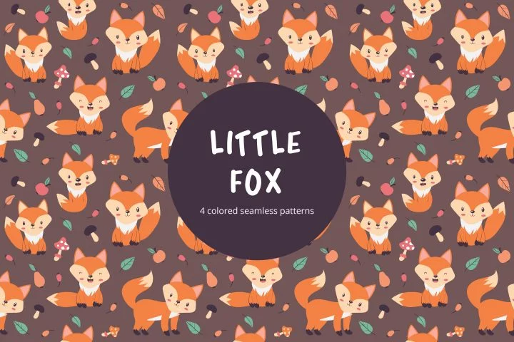 Little Fox Vector Free Seamless Pattern