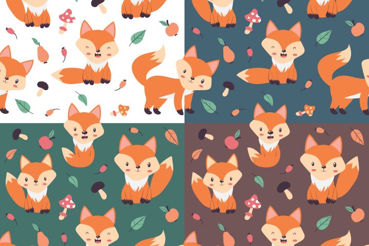 Little Fox Vector Free Seamless Pattern