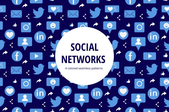 Social Networks Vector Seamless Pattern