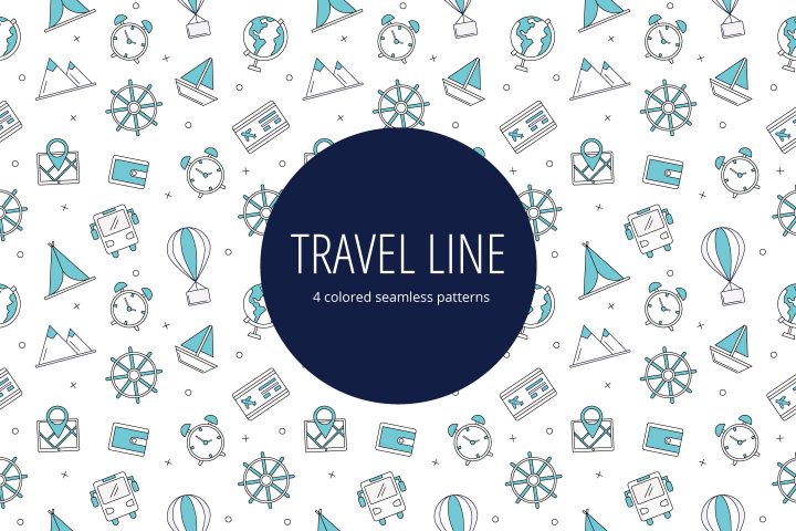 Travel Line Vector Seamless Pattern