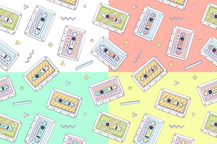 Audio Cassettes Vector Seamless Pattern