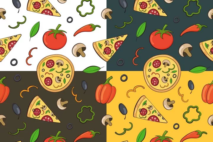 Doodle Pizza Vector Free Seamless Pattern