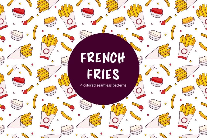 French Fries Vector Seamless Pattern