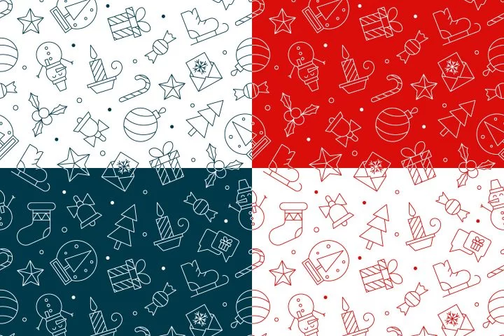 Linear Christmas Free Vector Seamless Pattern