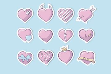 Сollection of 12 Pink Hearts