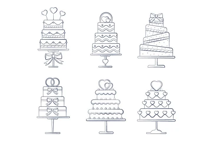A Collection of 6 Wedding Cakes