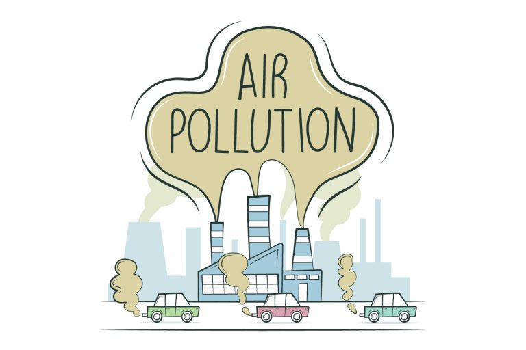 Air Pollution in the City by Factories and Vehicles Concept ...