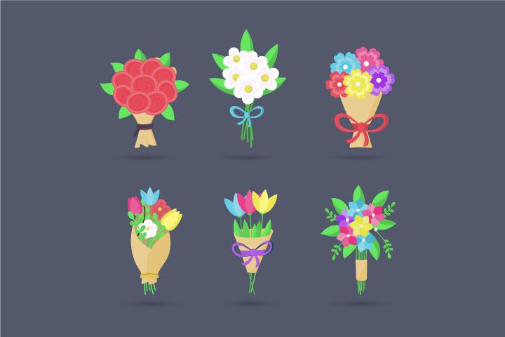 Arrangement of Various Bouquets of Flowers