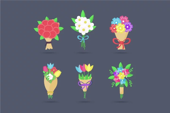 Arrangement of Various Bouquets of Flowers