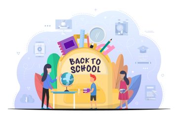 Boy and Girl are Going to School Free Vector Design