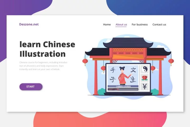 Illustration Chinese Courses in Vector for Website Free Design
