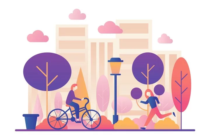 City Park Illustration for Websites Concept