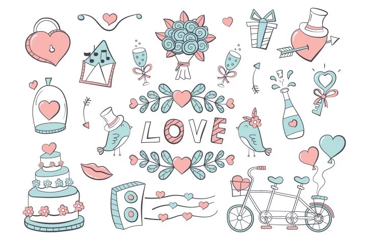 Free Drawings on the Theme of Love and Wedding
