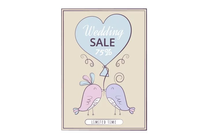 Commercial Banner for Advertising on the Theme of Wedding and Love Vector Design