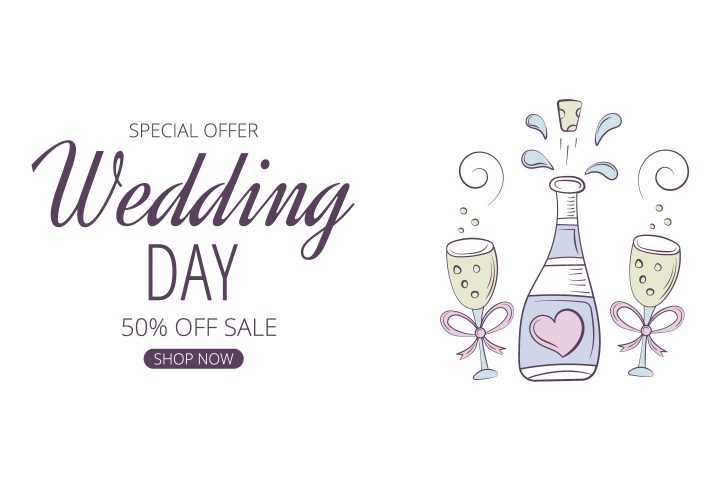 Commercial Banner for Advertising on the Theme Wedding and Love Concept