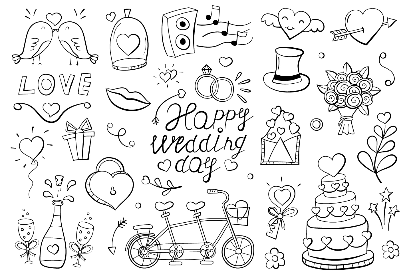 Free Vector Design For Doodle Wedding Theme GraphicSurf