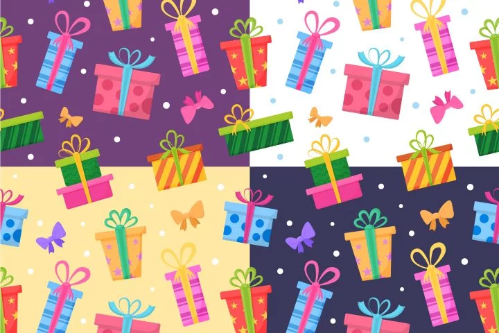 Gift Boxes Free Vector Seamless Pattern