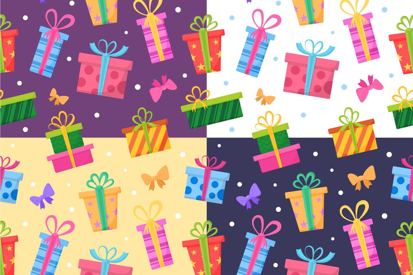 Gift Boxes Free Vector Seamless Pattern - GraphicSurf.com