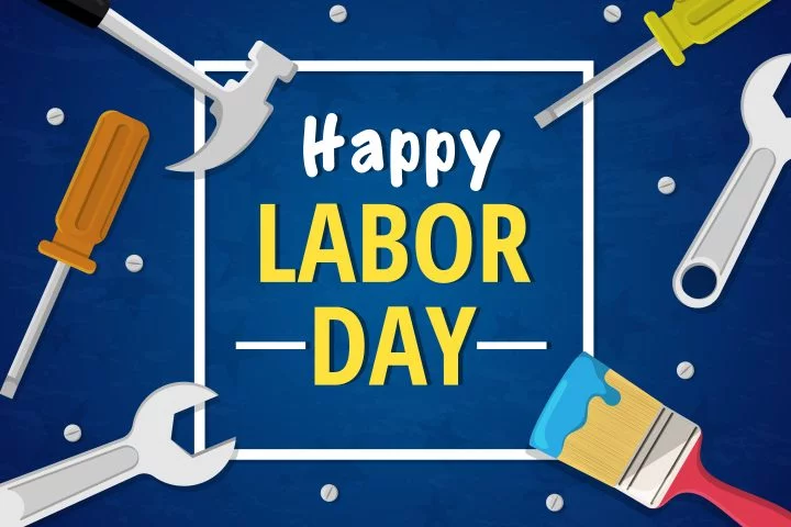 Happy Labor Day Free Illustration with Tools in Flat Design