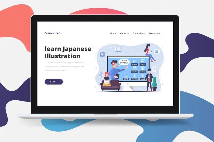 Japanese language Courses Online Flat Design