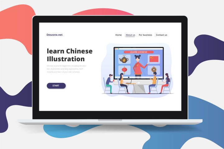 Learn Chinese Online Flat Design