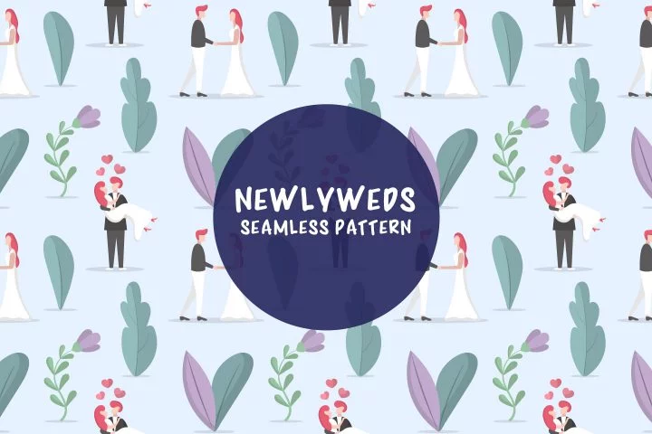 Newlyweds Vector Seamless Pattern
