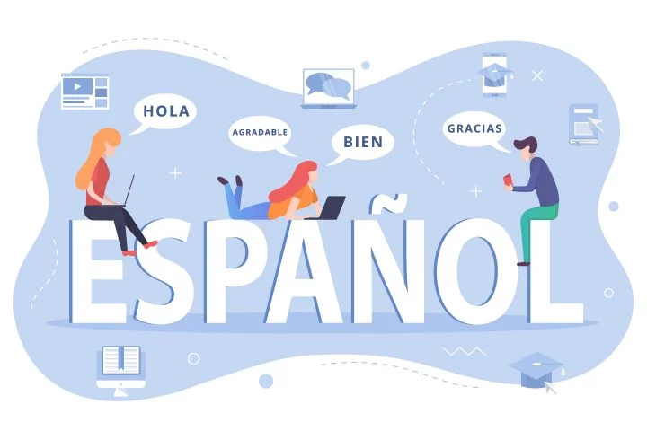 Learn Spanish lettering Concept