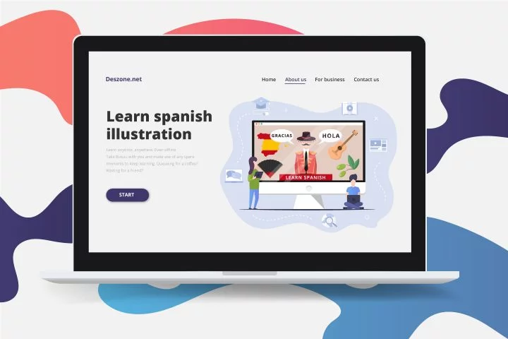 Learn Spanish Online Flat Design