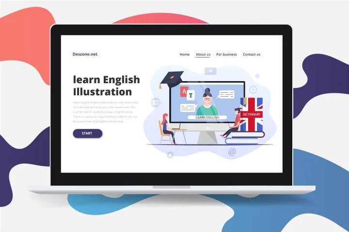 Learn English Online Flat Design