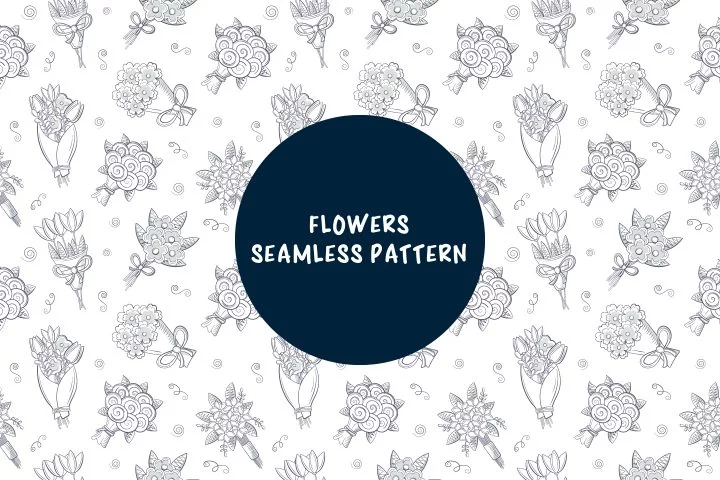 Seamless Pattern Consisting of Bouquets of Flowers Concept