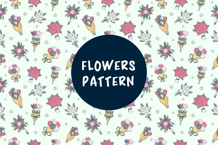 Seamless Pattern Consisting of Bouquets of Flowers