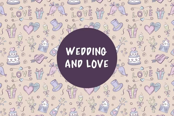 Seamless Pattern on the Theme of Wedding and Love