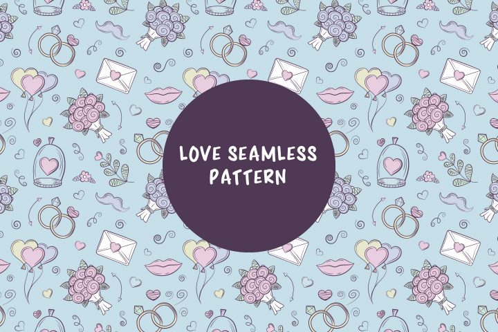 Seamless Vector Pattern on the Theme of Wedding and Love