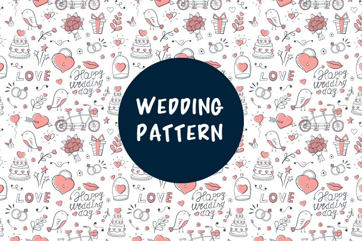 Seamless Vector Pattern on the Theme of Wedding and Love Illustration