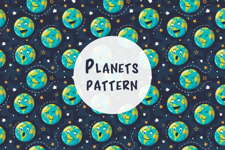 Seamless Vector Pattern with Planets