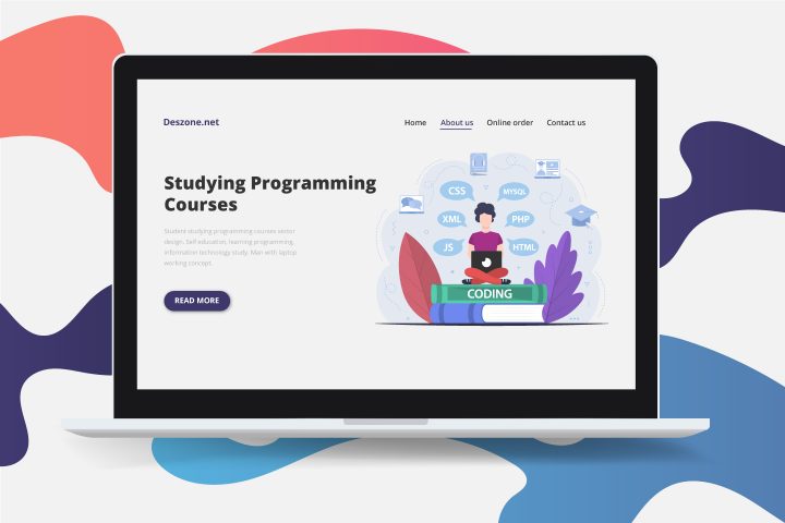 Student Studying Programming Courses Vector Design