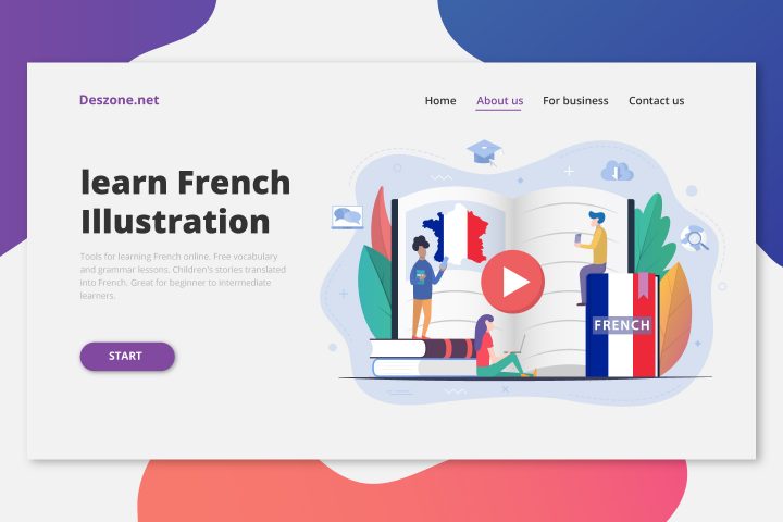 Students Learn French Illustration