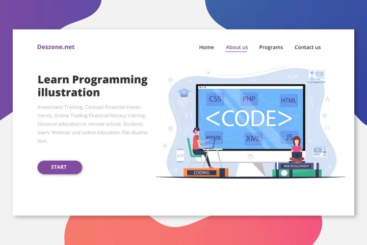 Students Learn Programming Languages Flat Design