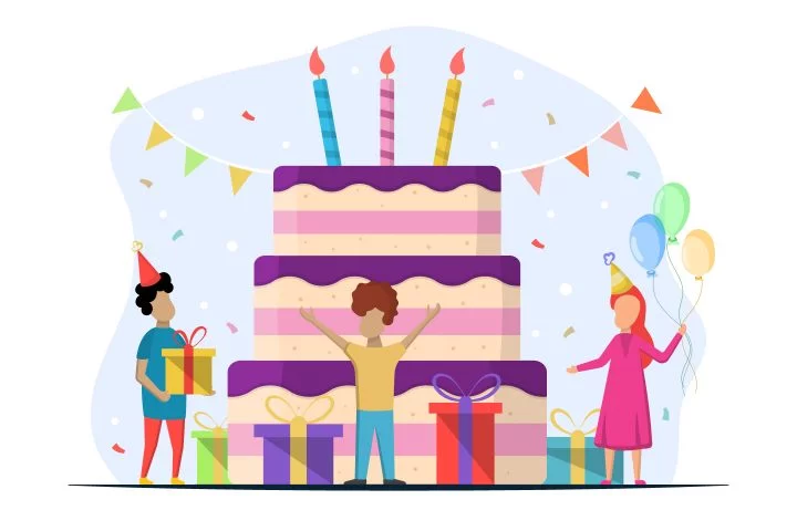 Children with Cake Vector Free Illustration