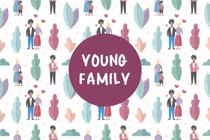 Young Family Seamless Vector Pattern