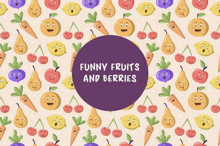 Free Vector Pattern With Funny Fruits and Berries