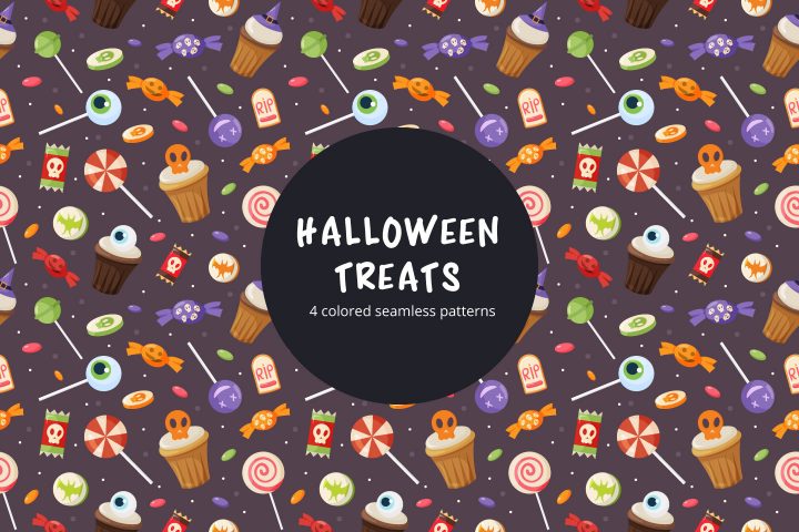 Halloween Treats Free Vector Seamless Pattern