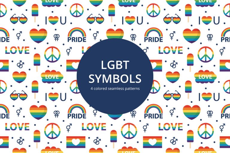 LGBT Symbols Vector Seamless Pattern - GraphicSurf.com