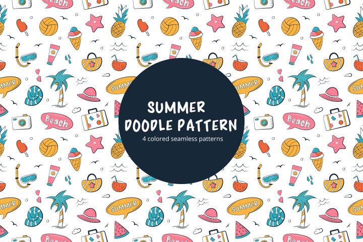Summer Vector Seamless Doodle Free Pattern