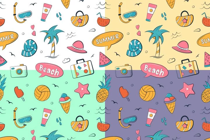 Summer Vector Seamless Doodle Free Pattern