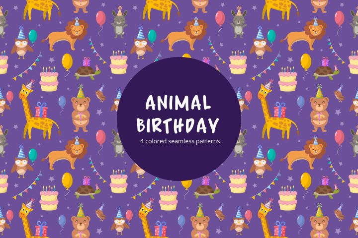Animal Birthday Party Seamless Pattern