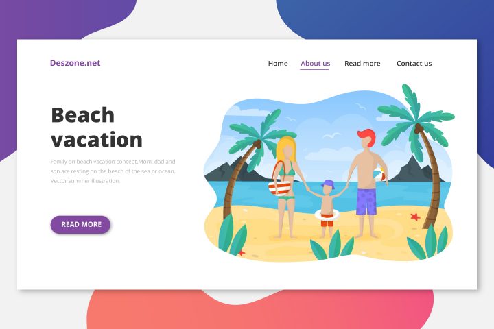 Free Illustration Family on Beach Vacation