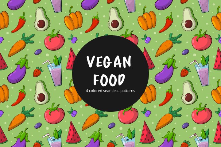 Vegan Food Vector Seamless Pattern