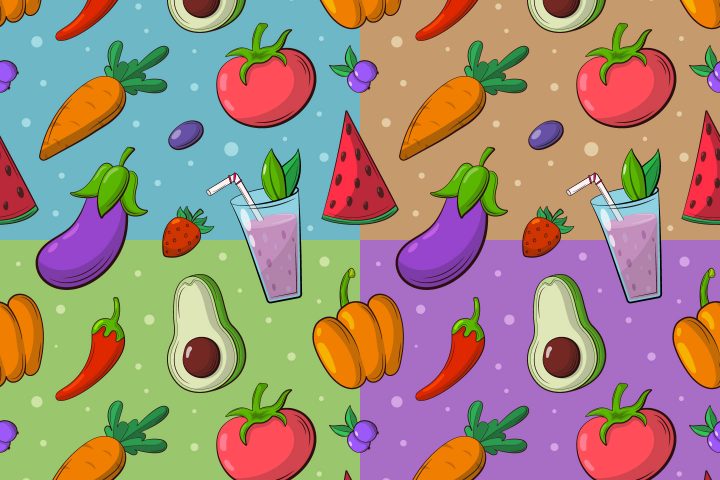 Vegan Food Vector Seamless Pattern